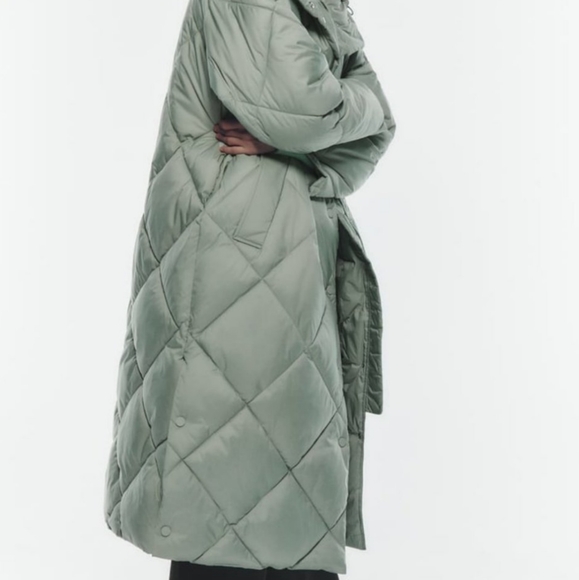 ZARA MINT GREEN PUFFER COAT - Picture 3 of 4